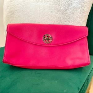 Pink Leather Tory Burch Clutch